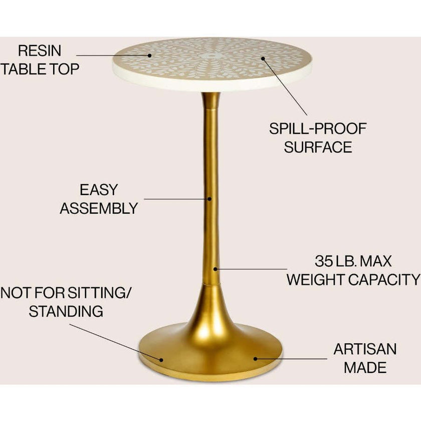 Nysha 25" Modern Bohemian Metal/Resin Inlay Top End Table
