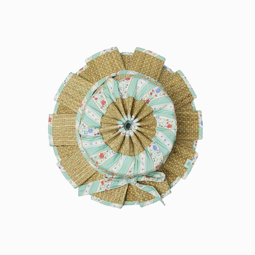 Lorna Murray x La Coqueta Sage Floral Stripe Beauty Point Girl Grass Hat