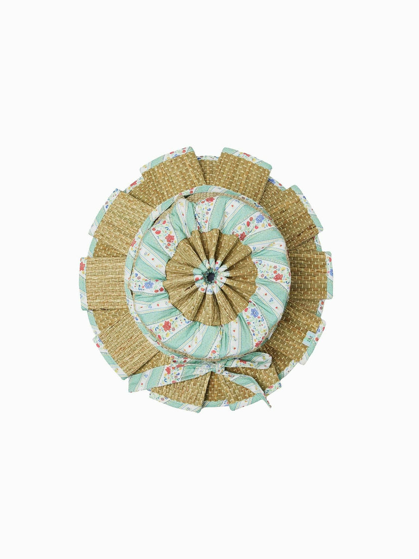 Lorna Murray x La Coqueta Sage Floral Stripe Beauty Point Girl Grass Hat