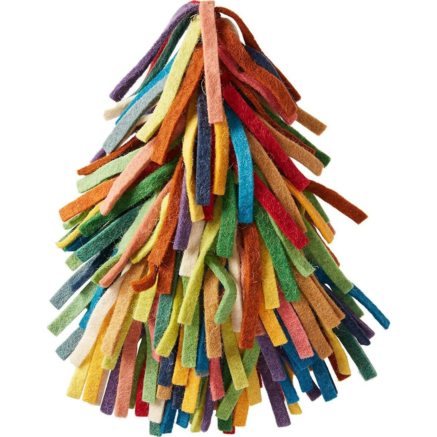 Handmade Hand Felted Wool Christmas Tree Topper - Multicolor Fringe