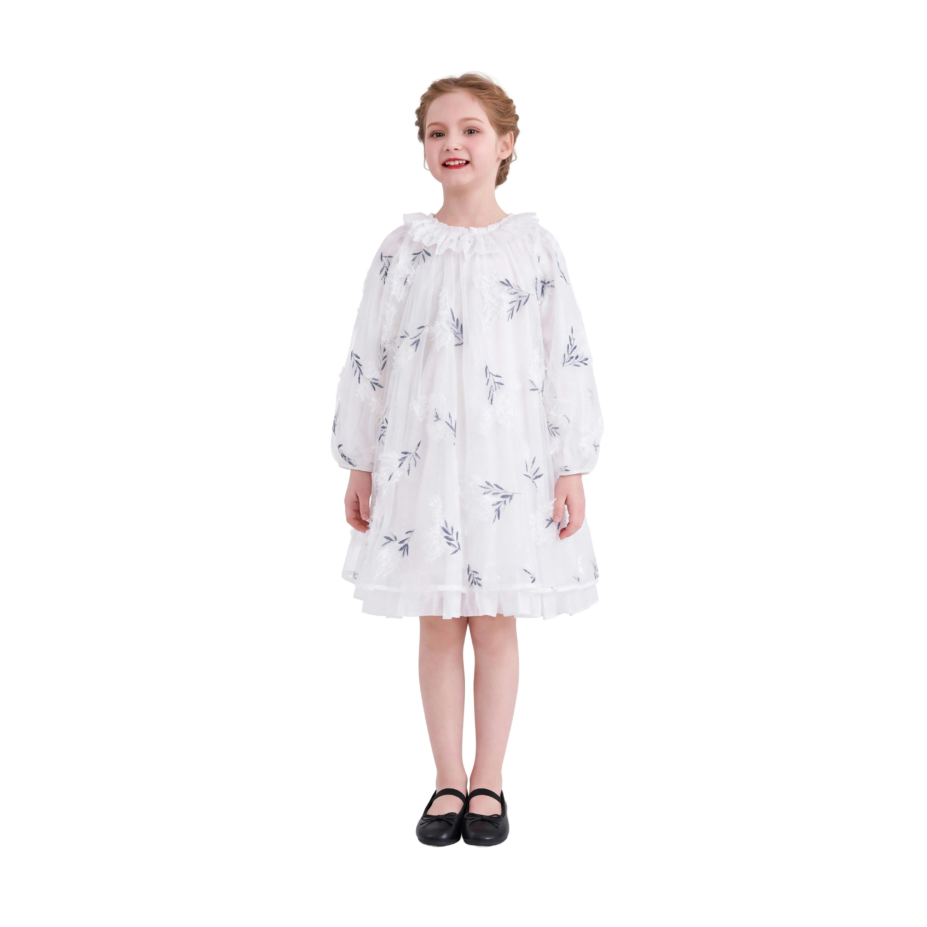 White Floral Embroidered Dress
