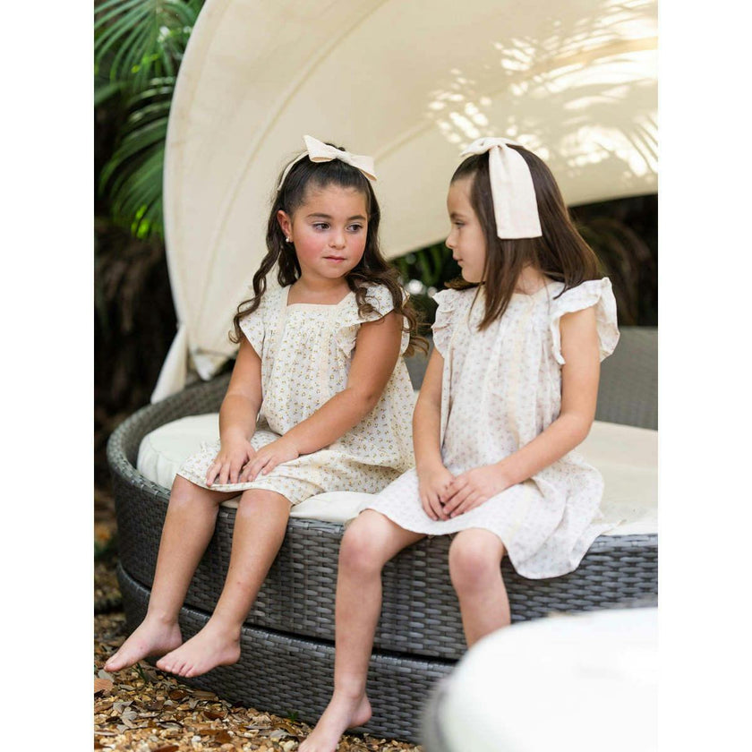 Lemon Blossom Flutter Sleeve Dress