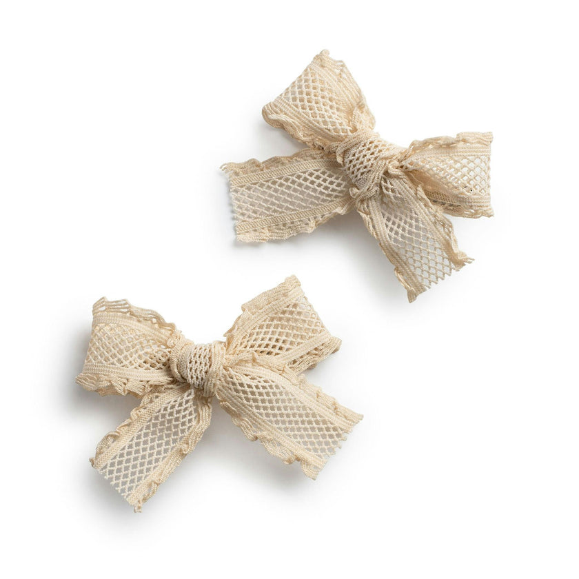 Halo Luxe Mae Lattice Lace Double Clip Set - Sand