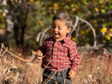 JASPER Red/Lemon washed plaid Woven Onesie