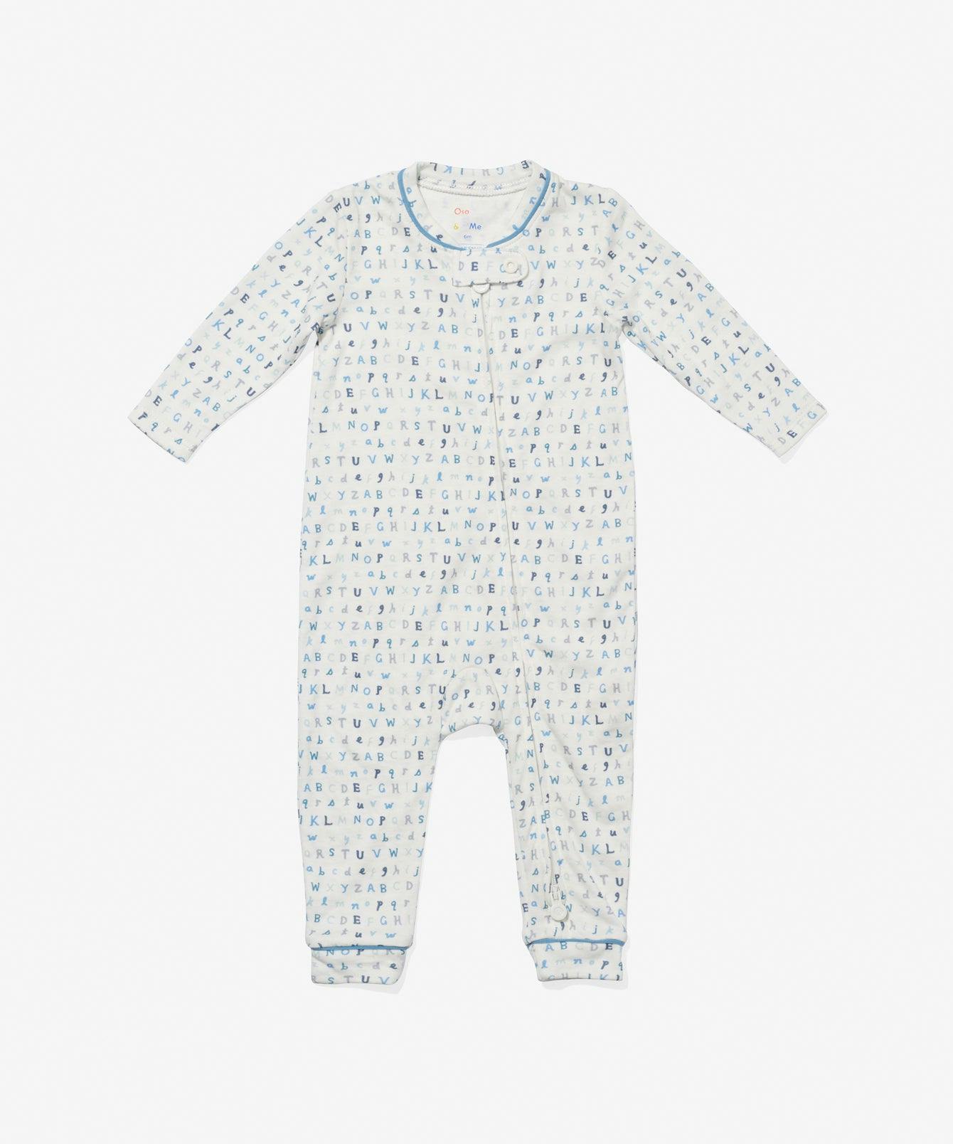 Ziggy Zip Romper, Blue ABC's