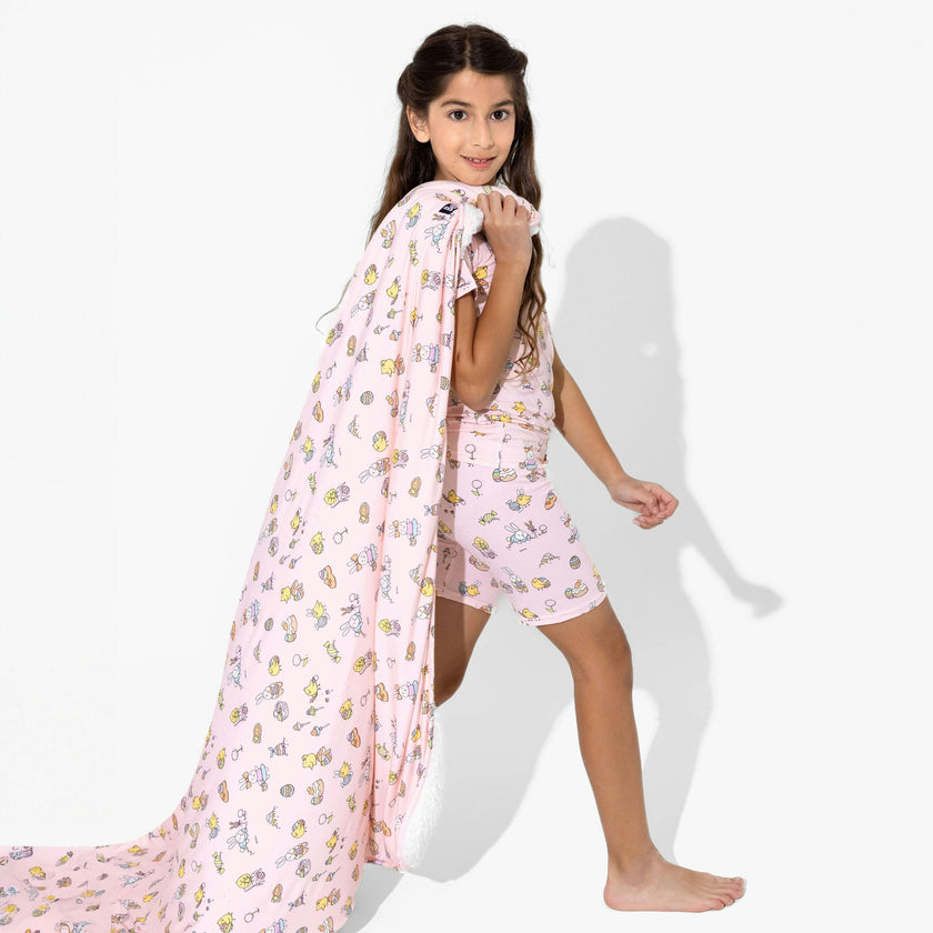 Easter Bunny Pink Bamboo Kids Pajama Short Set