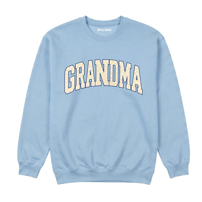 Grandma Polka Dot Printed Sweatshirt, Light Blue