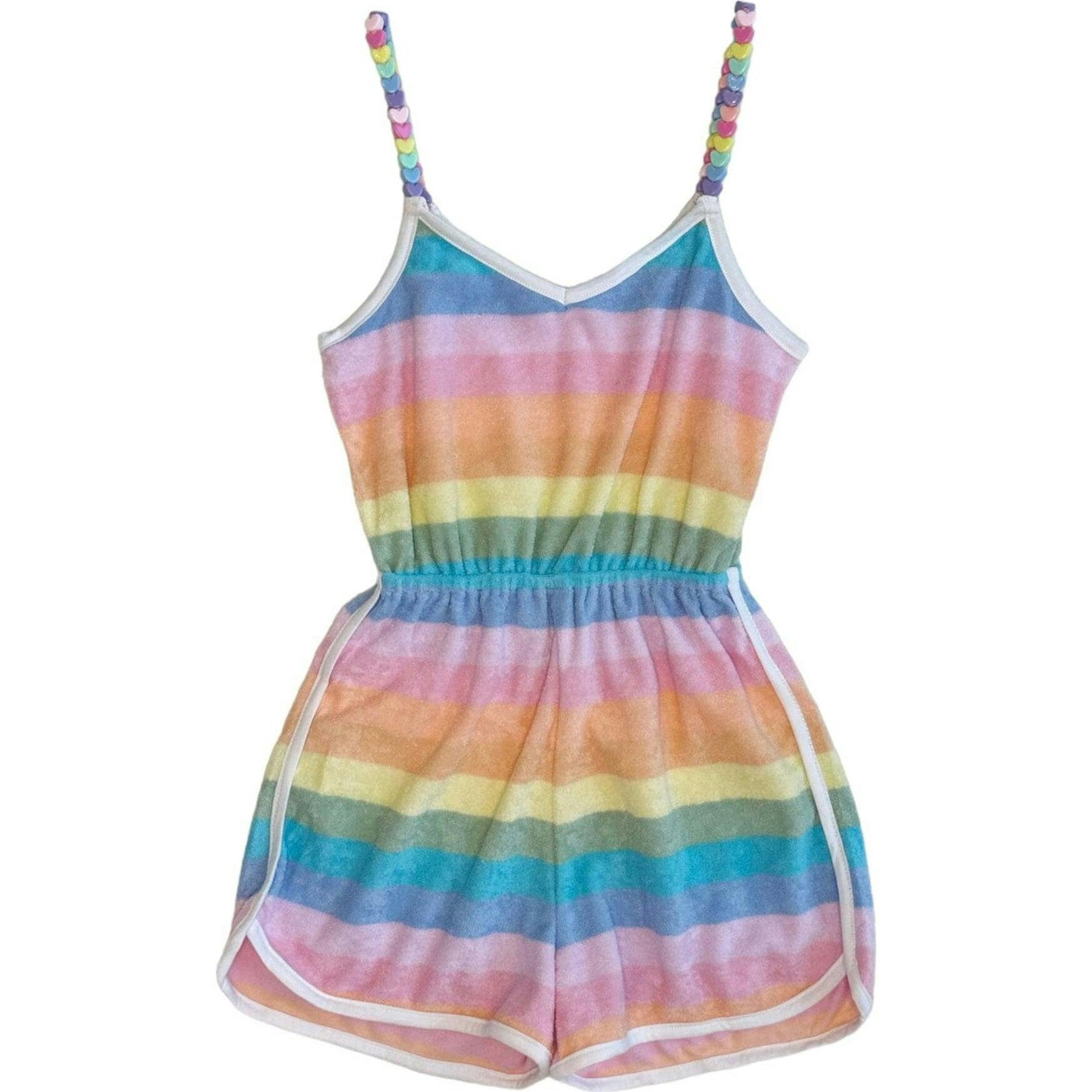Pastel Ombré Beaded Hearts Sleeveless Romper