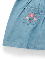 Embroidered Pinnie & Tee set Faded Denim