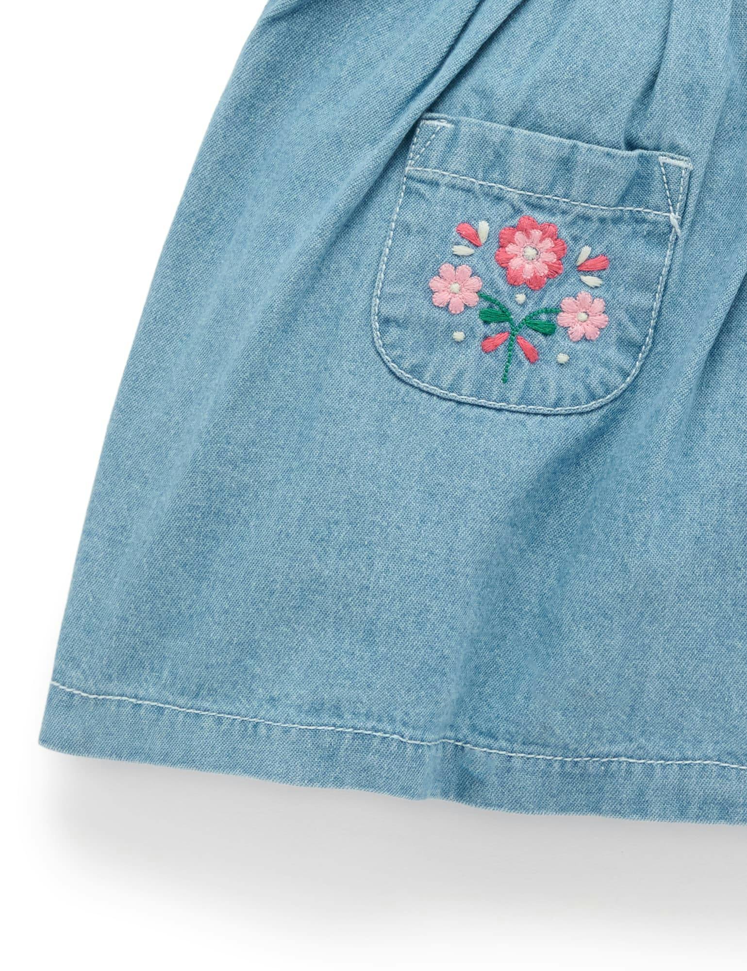 Embroidered Pinnie & Tee set Faded Denim