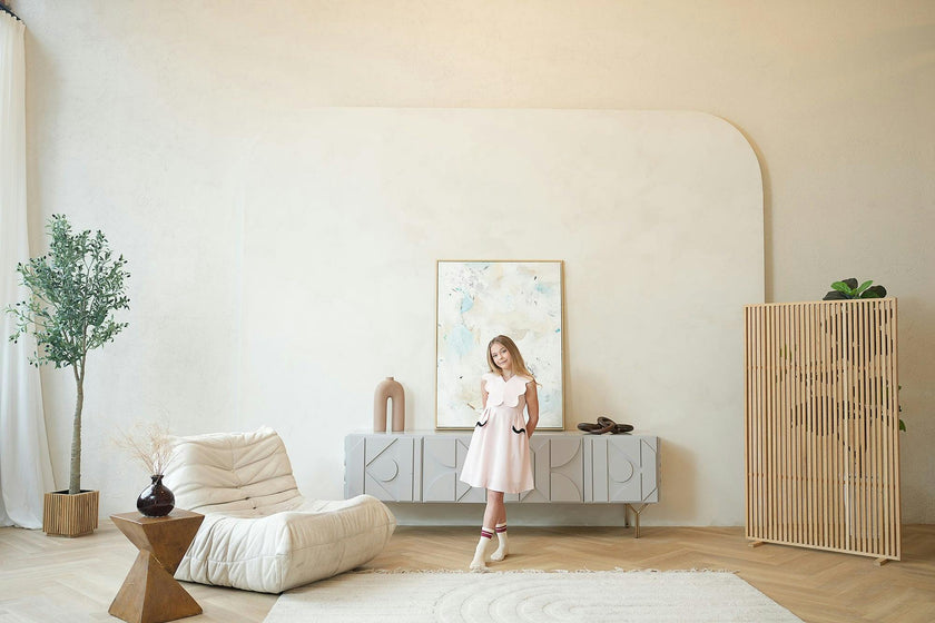 Colette dress (blush-pink/black)