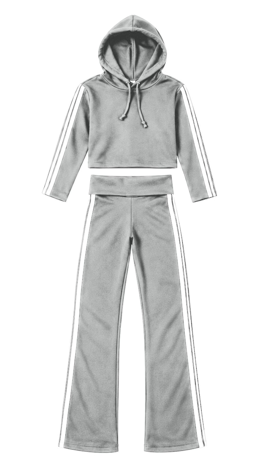 Girls Stripe Side Hoodie and Pants Set