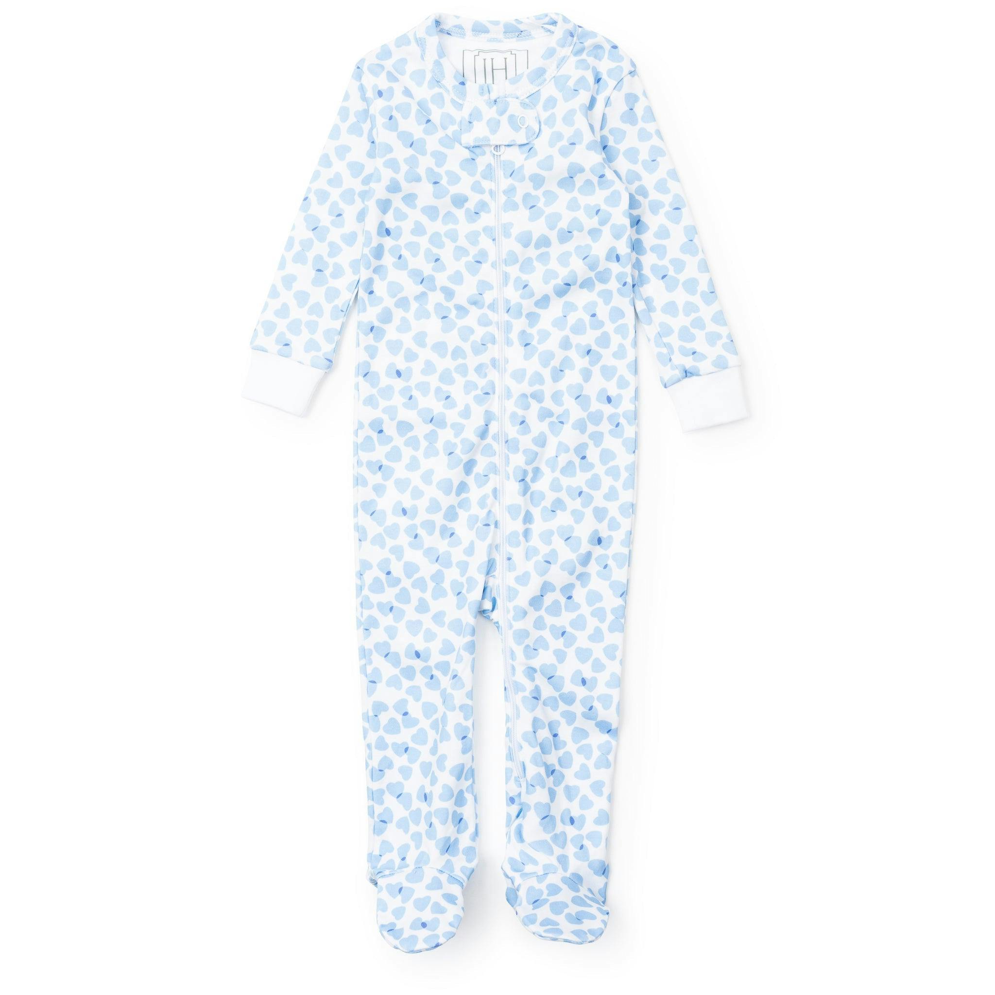 Parker Boys' Zipper Pajama - Confetti Hearts Blue
