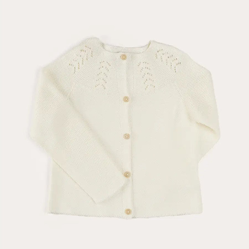 Openwork Cotton Cardigan in Cream (6mths-10yrs)