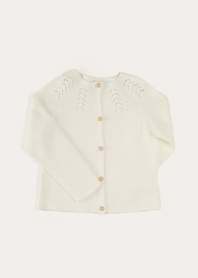 Openwork Cotton Cardigan in Cream (6mths-10yrs)