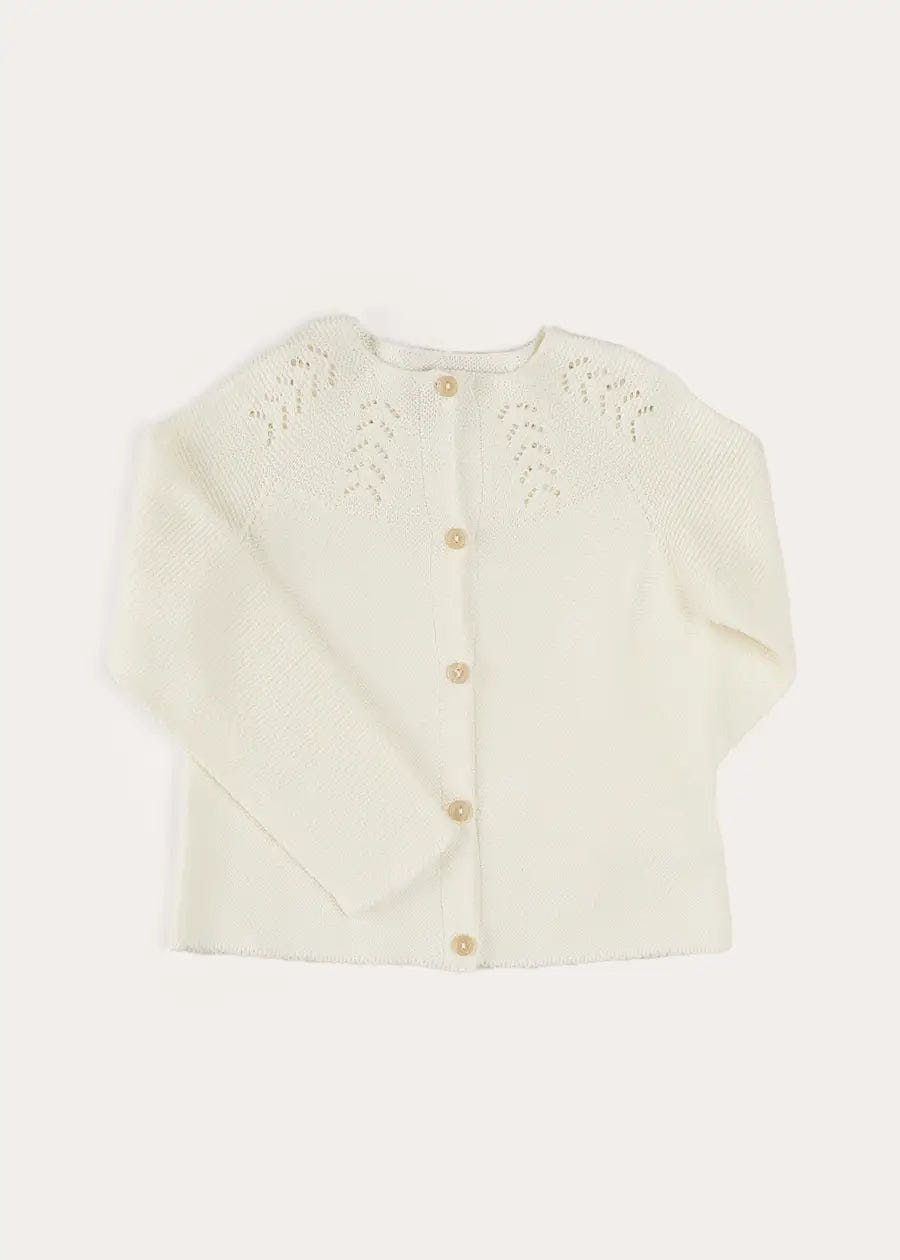 Openwork Cotton Cardigan in Cream (6mths-10yrs)