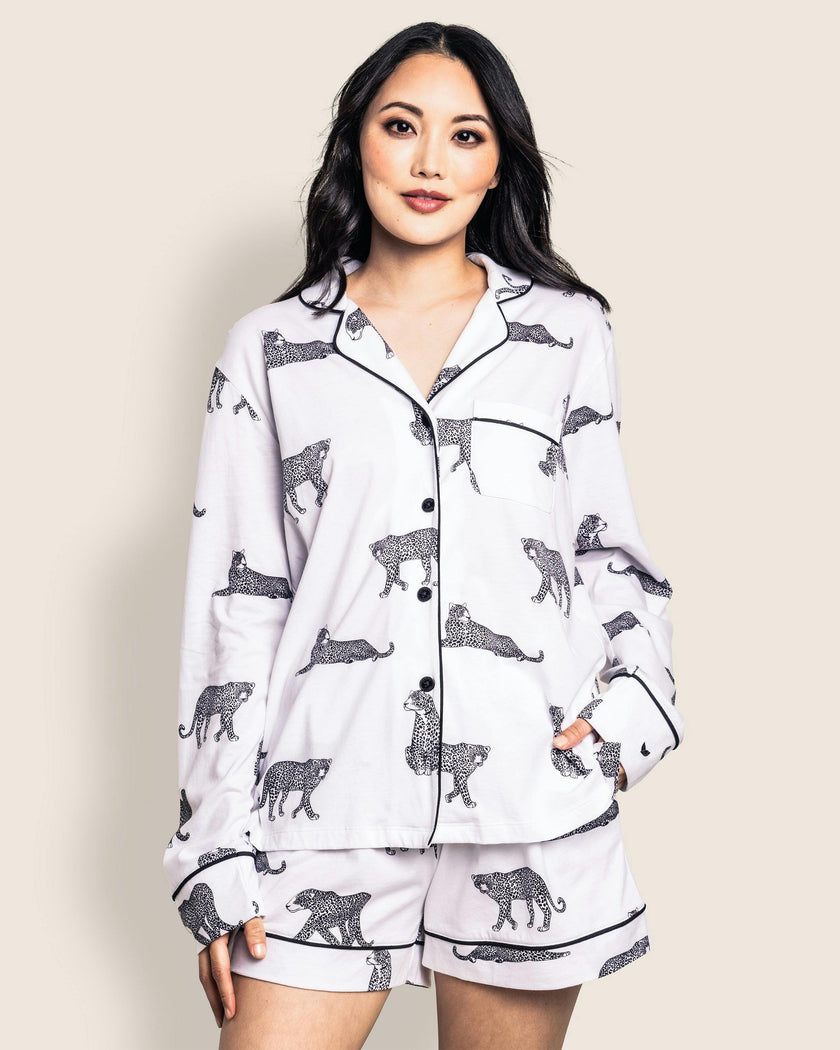 Women's Pima Long Sleeve Short Set in Panthère de Paris