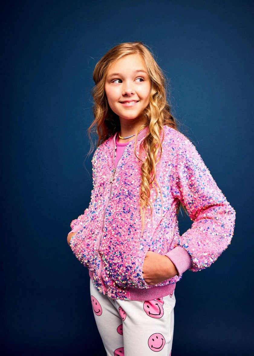 Pretty in Pink Sequin Bomber