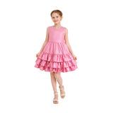 Pink Satin Ruffle Party Dress