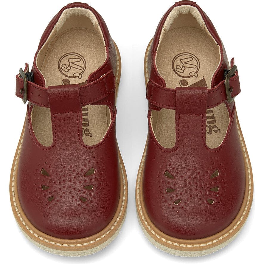 Rosie Vegan T-Bar Shoe, Burgundy