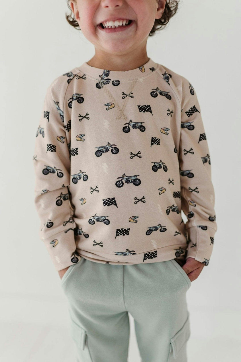 Boys Raglan Sweatshirt in Dirt Bikes