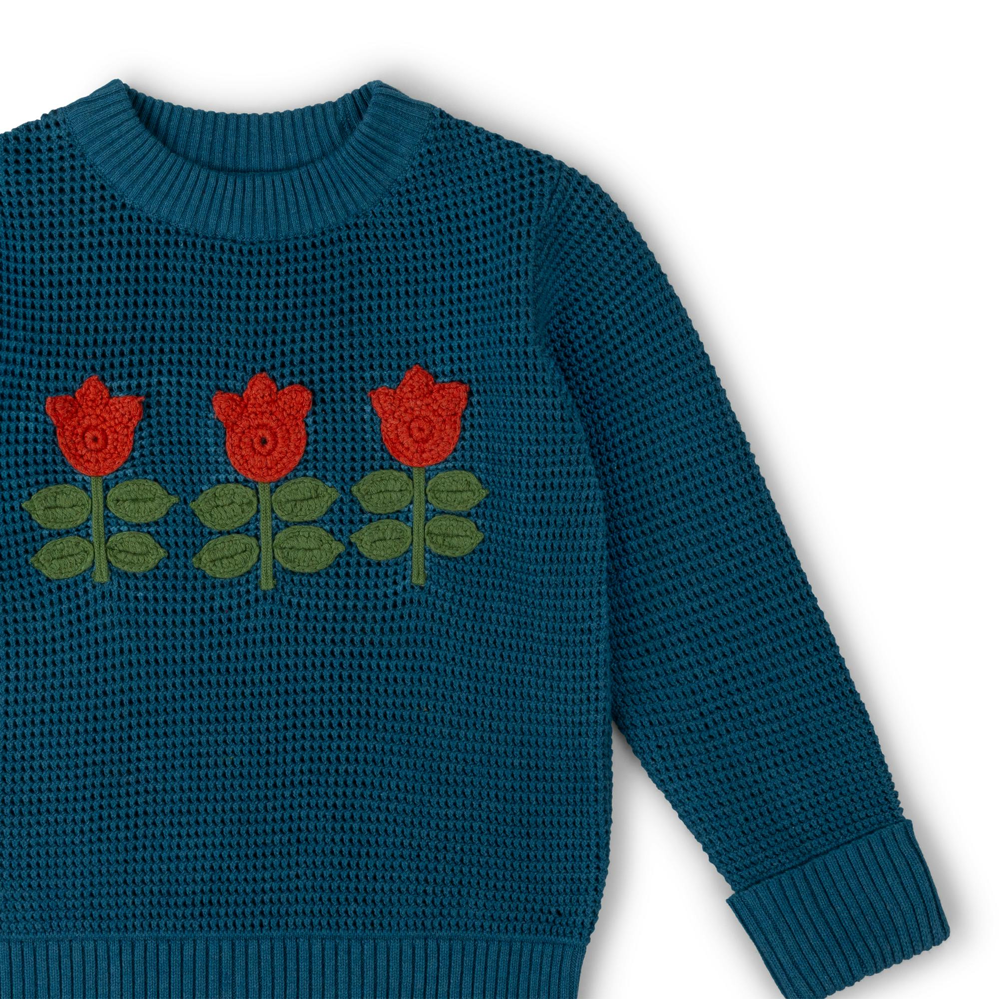 Tulips Knitted Jumper, Blue