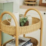 Con Handcrafted Rattan Utility Cart Trolley - Wicker