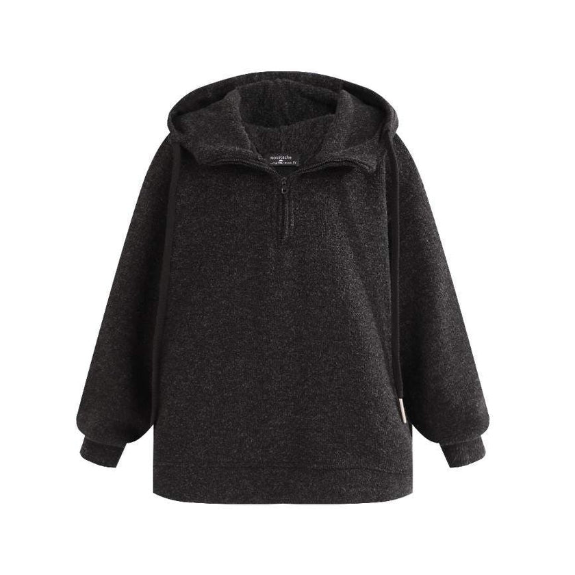 Dark Gray Half-Zip Hooded Sweatshirt