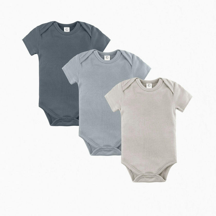 3-Pack Classic Short Sleeve Bodysuit Bundle Thyme + White + Heather Grey