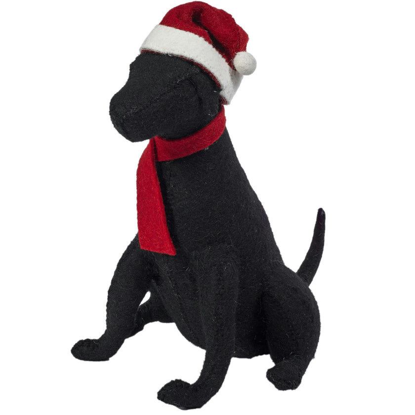 Lab Santa Hat Christmas Tree Topper Hand Felted Wool