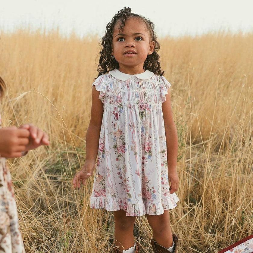 Janey Collared Smocked Ruffled Dress