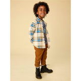 French Terry Plaid Shacket, Natural