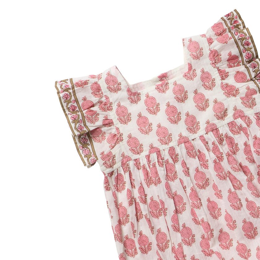 Girls Elsie Dress - Pink Dahlia Floral