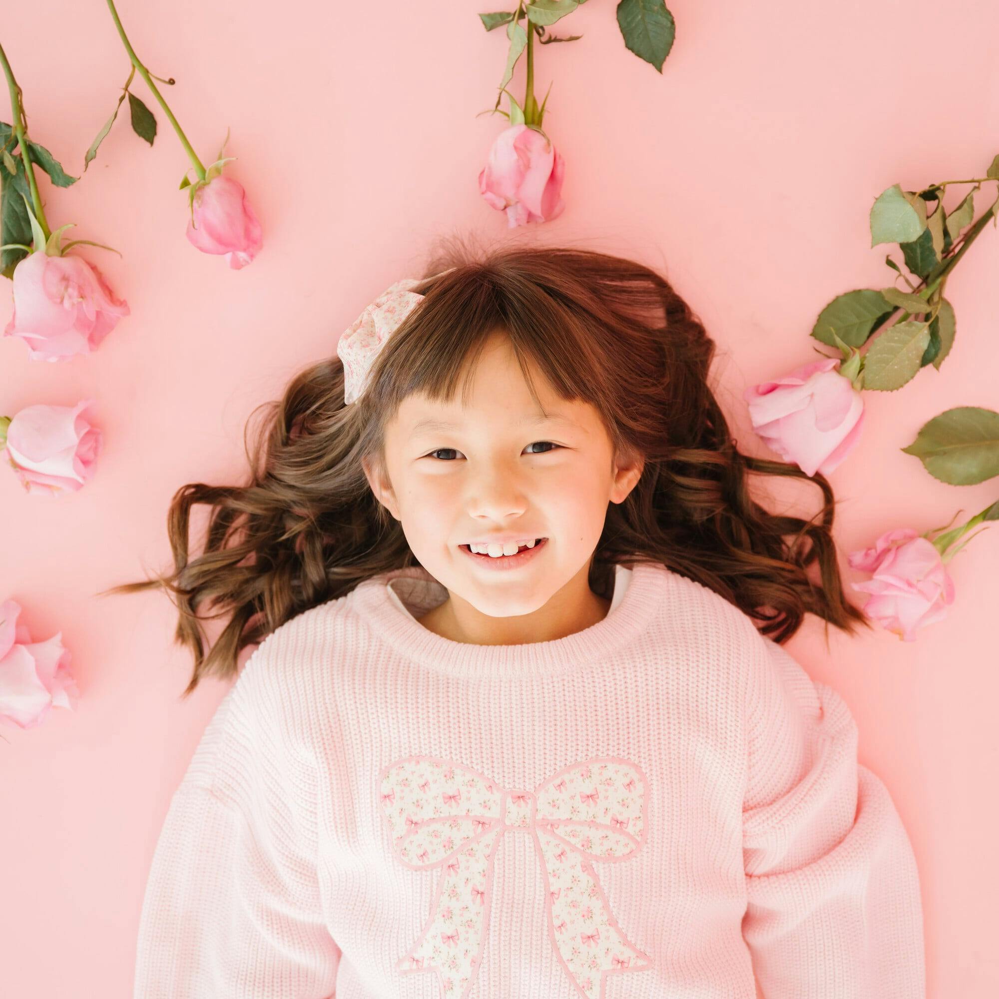 Ditsy Floral Bow Knit Sweater