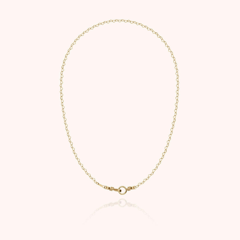 Women's Linked Hearts Necklace, Yellow Gold