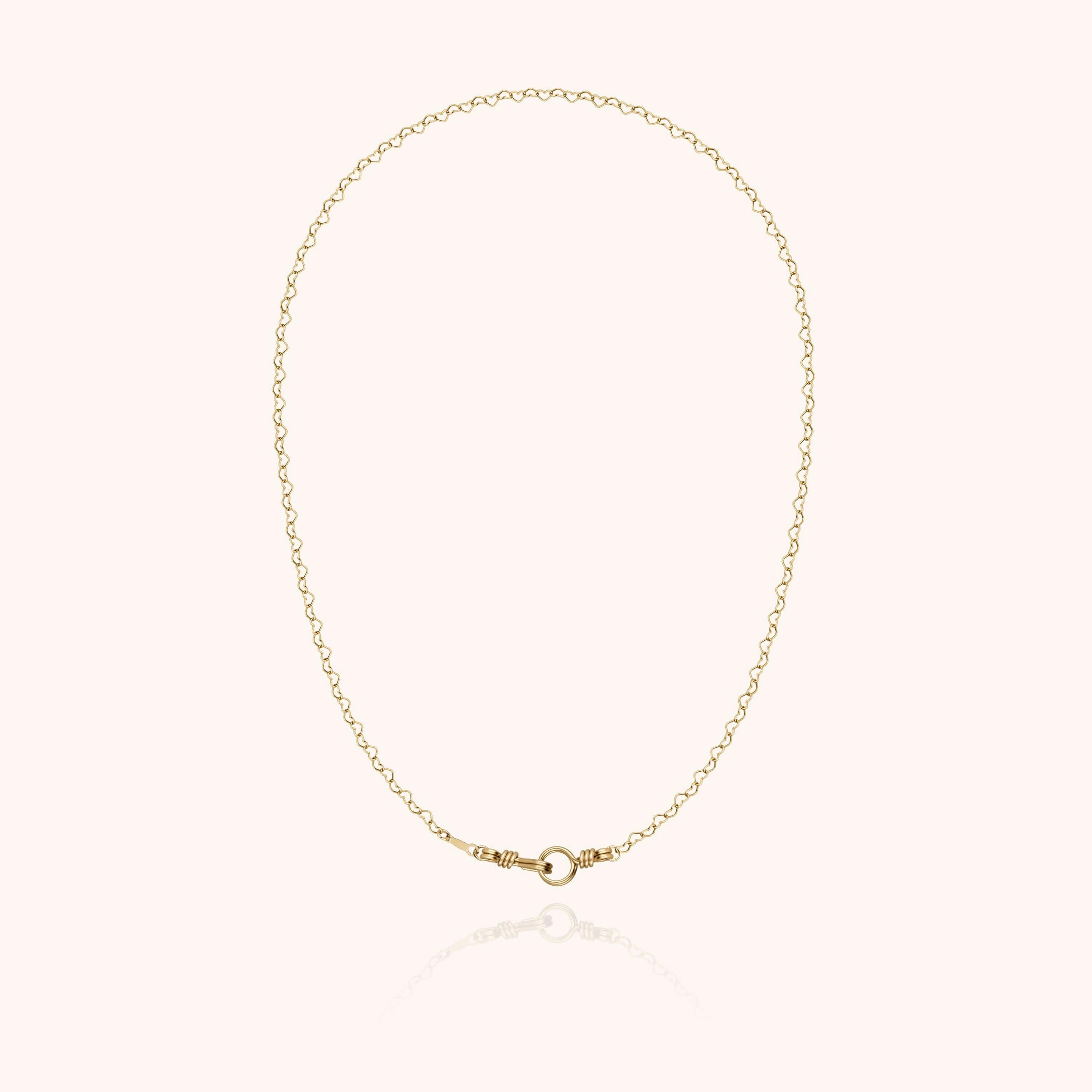 Women's Linked Hearts Necklace, Yellow Gold