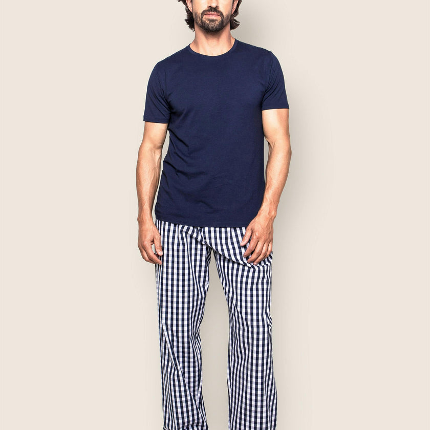 Men's Twill Pajama Pant in Navy Gingham