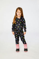 One Piece Thermal Underwear Black Printed Gummy Bears