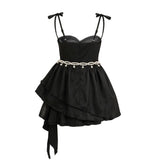 Black Elowen Asymmetrical Sweetheart Dress