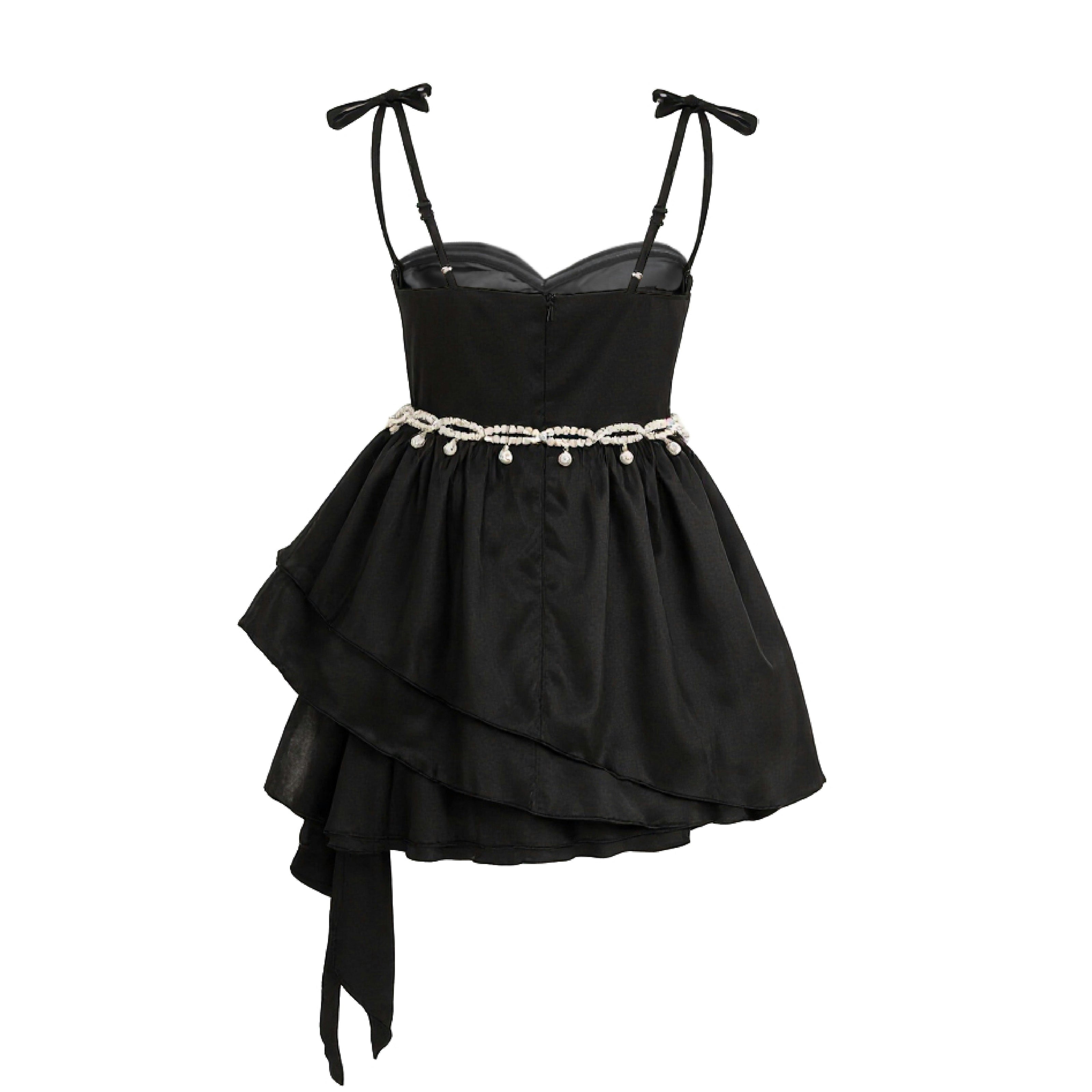 Black Elowen Asymmetrical Sweetheart Dress