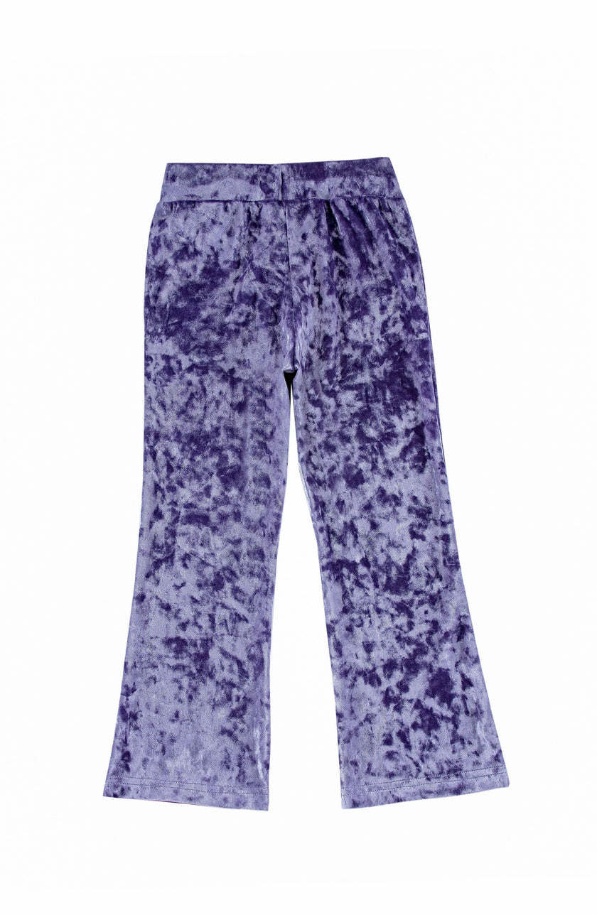 Velvet Yoga Pant with Embroidered Hearts, Purple