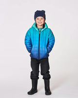 Quilted Mid-Season Jacket Green and Blue Gradient
