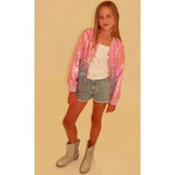 Bubble Gum Shimmer Sequin Bomber