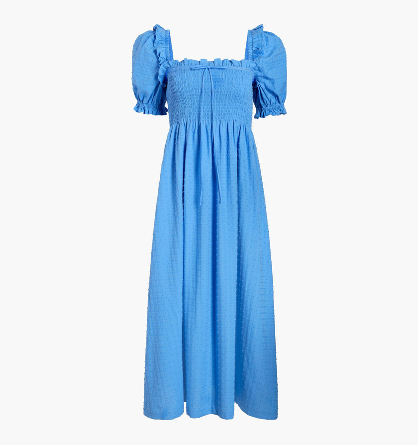 The Scarlett Nap Dress - Hydrangea Blue Textured Clip Dot