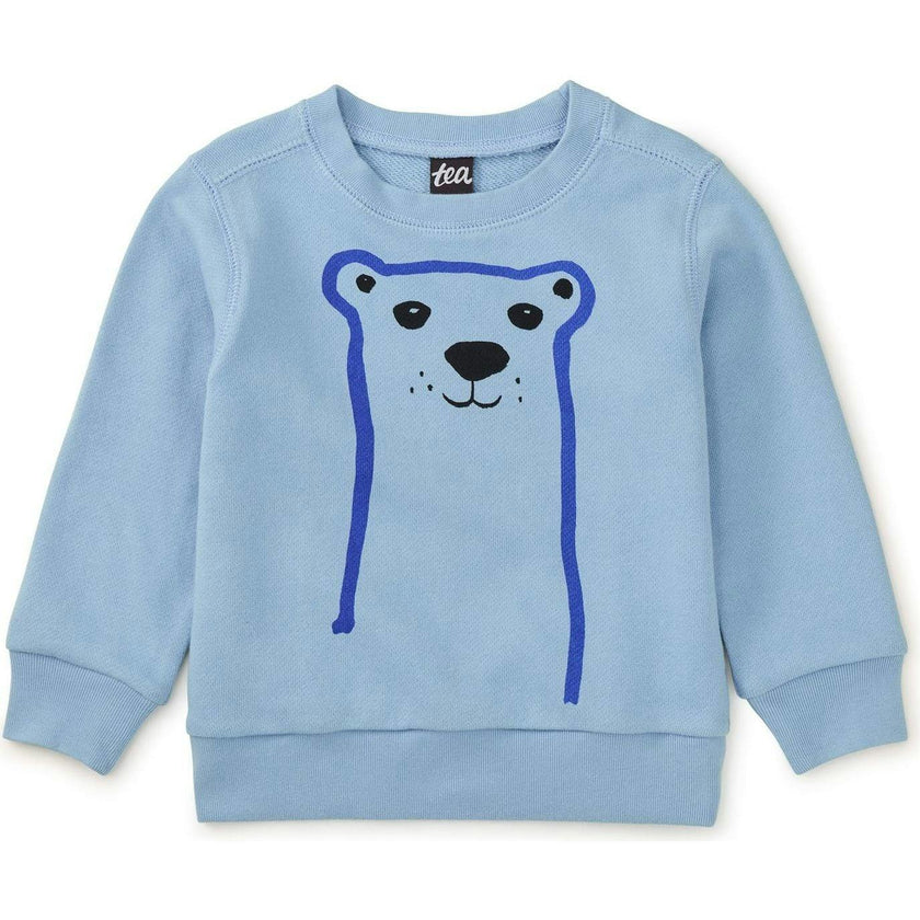 Babys Face Graphic Print Long Sleeve Popover, Blue