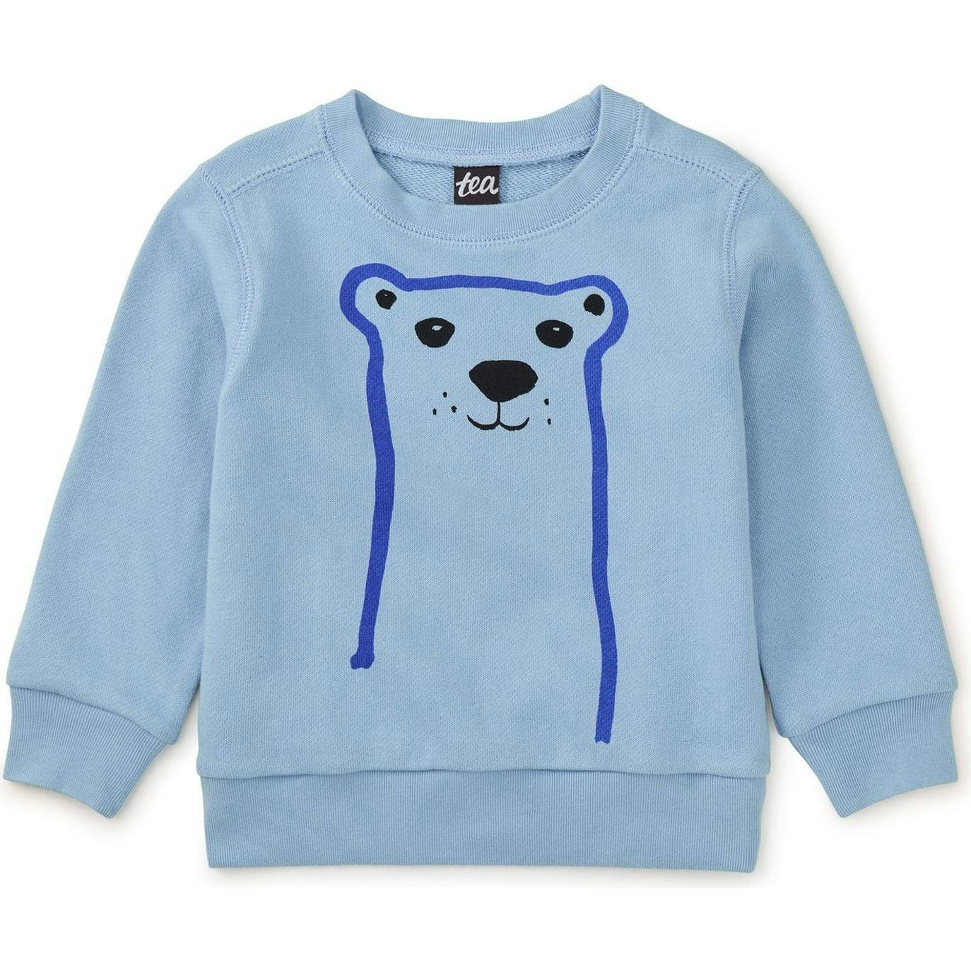 Babys Face Graphic Print Long Sleeve Popover, Blue