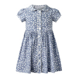 Blue Floral Button-Front Dress