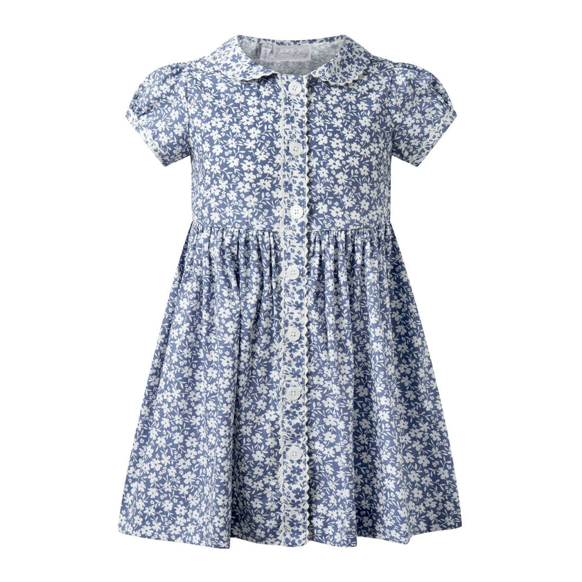 Blue Floral Button-Front Dress