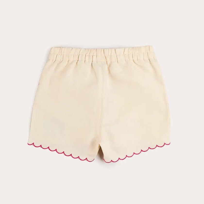 Wildflower Embroidered Scallop Edge Shorts in Cream (4-12yrs)