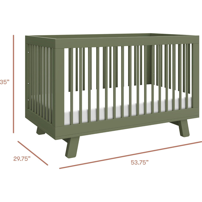 Hudson 3-In-1 Convertible Crib With Toddler Bed Conversion Kit in Olive